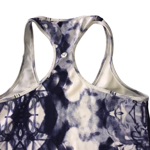 Lululemon Cool Racerback Tank Top CRB White Blue Tie Dye Size Women's Medium - Picture 3 of 9
